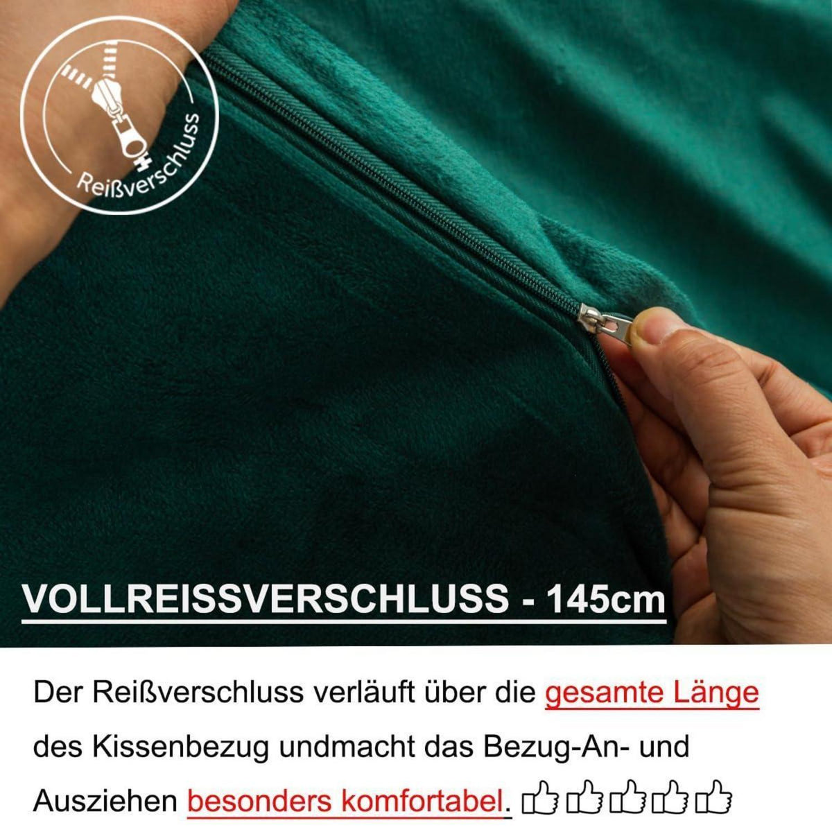 Seitenschläferkissenbezug 40x145 cm - Dunkelgrün Samt 2er Set