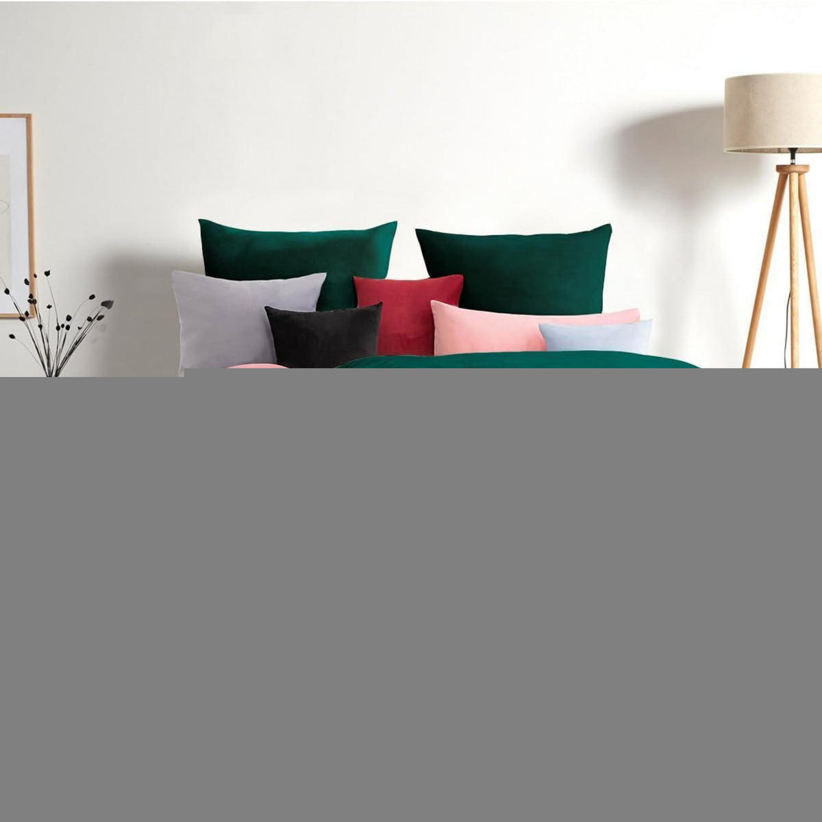 Seitenschläferkissenbezug 40x145 cm - Dunkelgrün Samt 2er Set