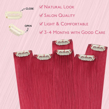 Rot Clip-in Haarverlängerung – Remy Echthaar 35cm/30g