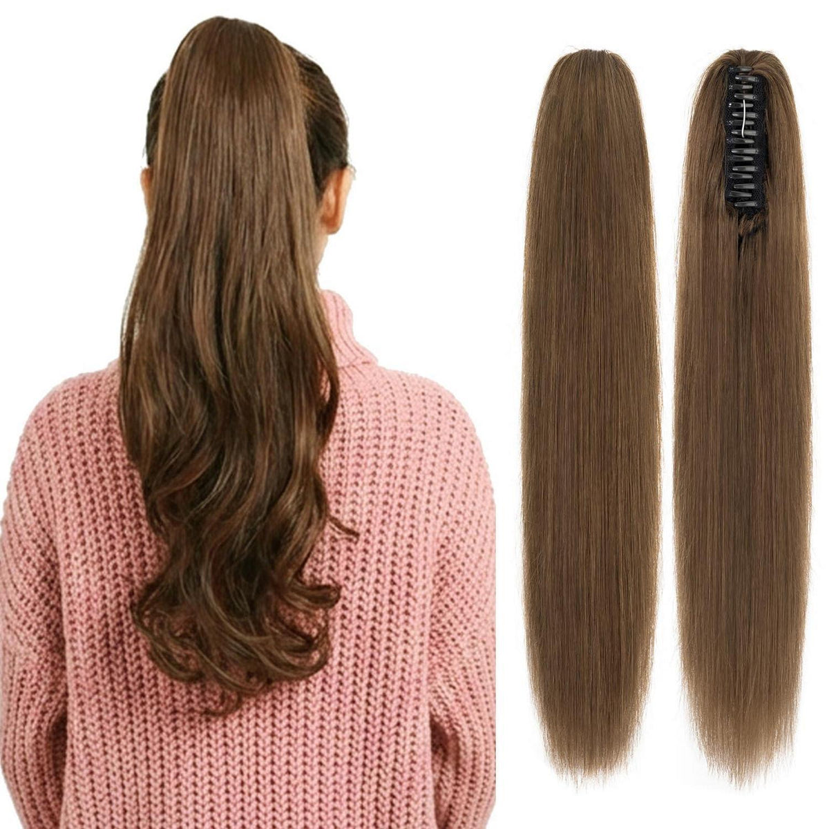 Echthaar Pferdeschwanz Extension – Schokoladenbraun #4A (50cm)