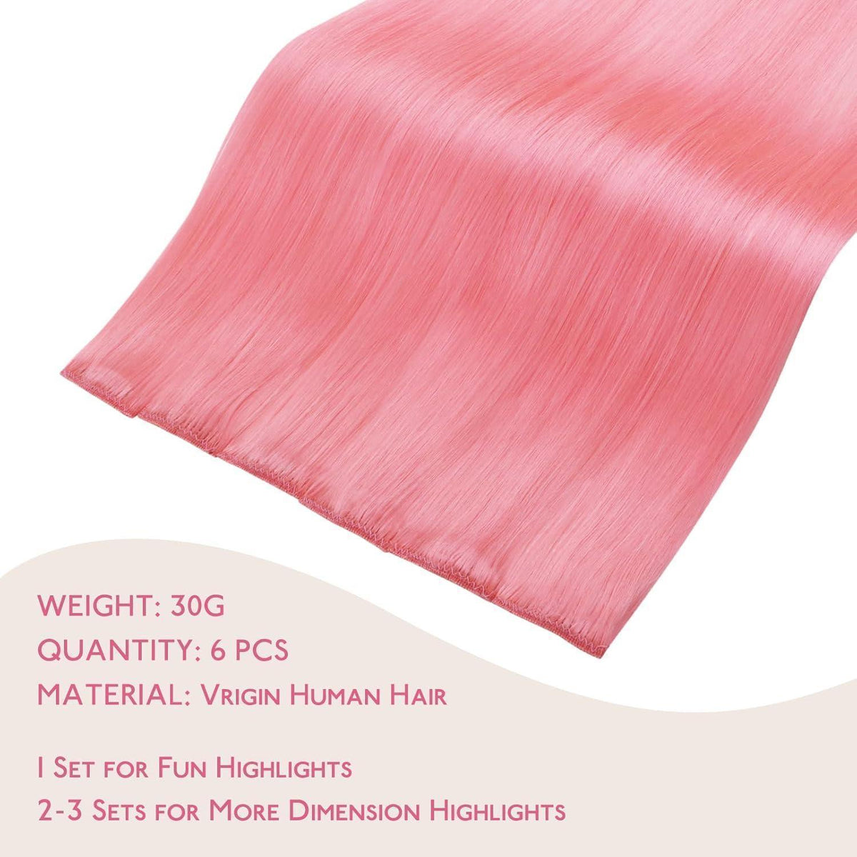 Pfirsich Rosa Clip-In Haarverlängerung Echthaar 35cm 30g