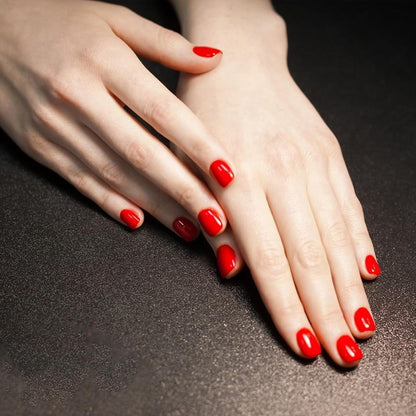 24 Stück Kurze Rote Selbstklebende Acryl Fingernägel