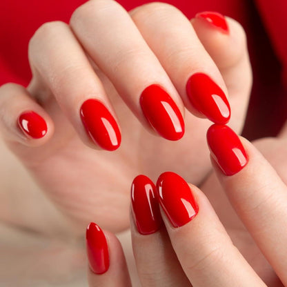24 Künstliche Nägel zum Aufkleben Glänzend Rot Acryl Französische