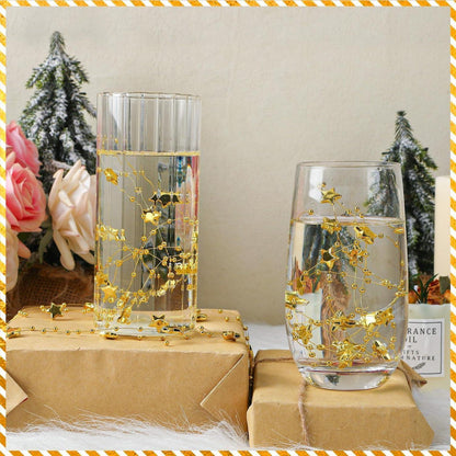 Goldene Sternen-Perlengirlande 20m – Weihnachtsbaum & Partydeko