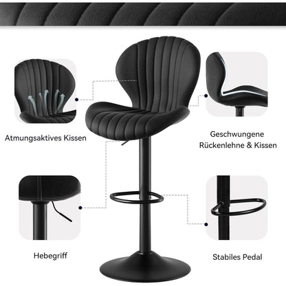 Verstellbarer Barhocker 4er Set mit Fußstütze & 360° Drehung