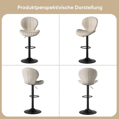 Verstellbarer Barhocker 4er Set mit Fußstütze & 360° Drehung