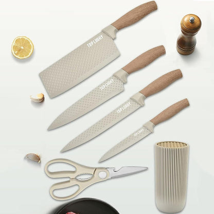 Schwarzes 6-teiliges Küchenmesser-Set mit Messerblock