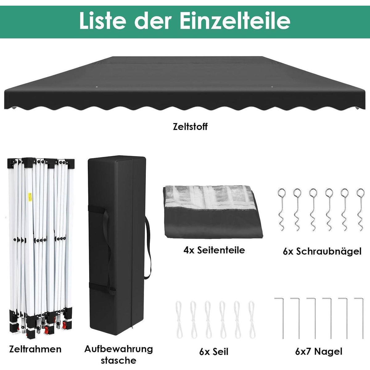 3x6 Faltpavillon wasserdicht – Gartenpavillon mit Seitenteilen