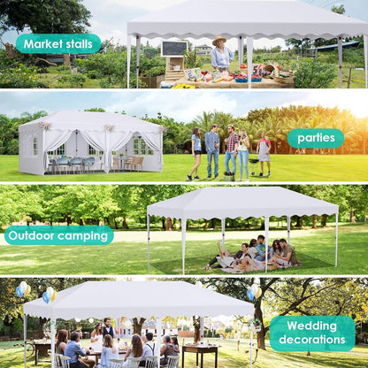 3x6 Faltpavillon wasserdicht – Gartenpavillon mit Seitenteilen