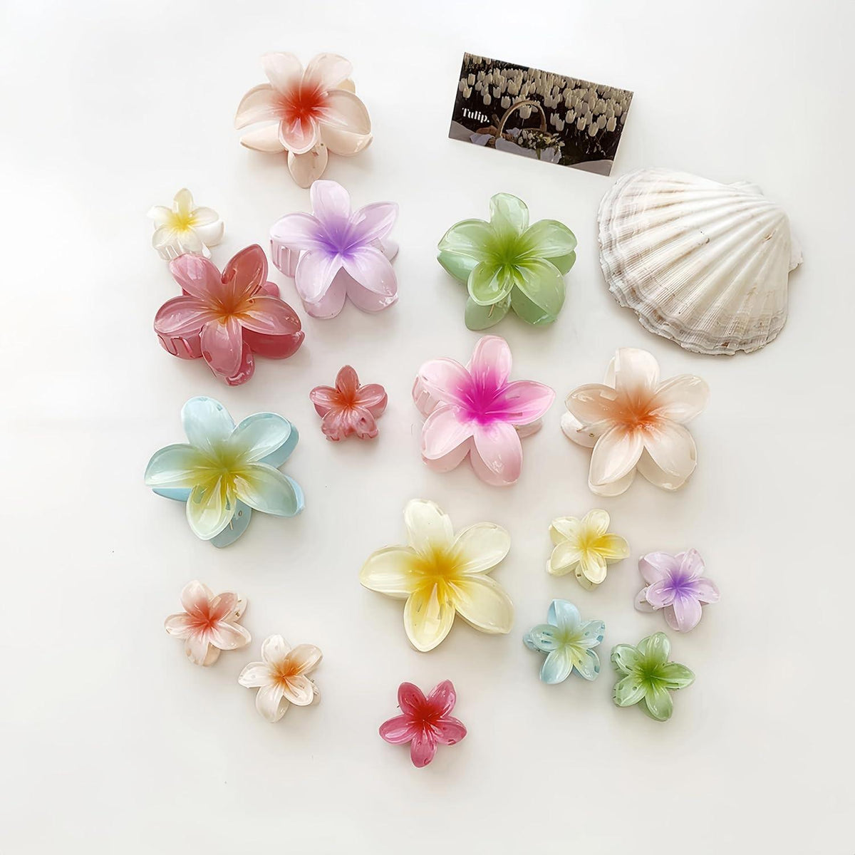 8 Blumen-Haarklammern Flower Hair Clips Acryl Haarspange Rutschfest