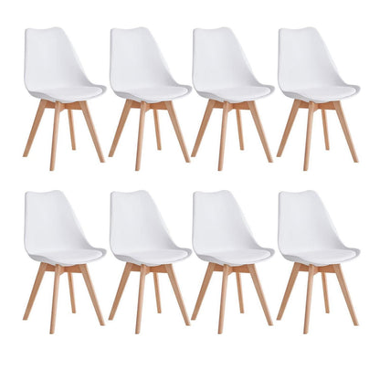 8er Set Moderne Esszimmerstühle Weiß mit Buchenbeinen