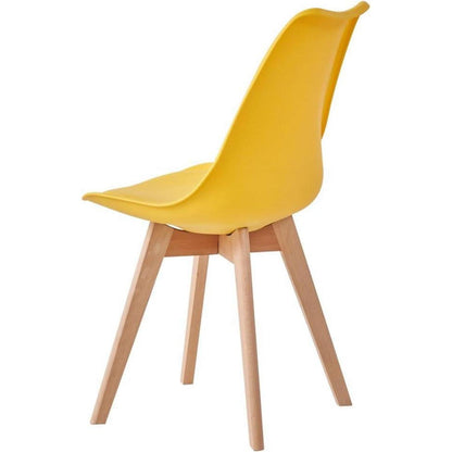 8 Esszimmerstühle Modern Gelb, Buchenbeine & Polsterung