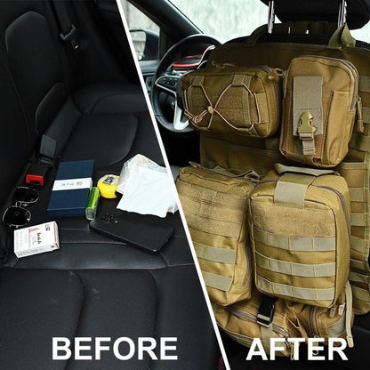 Taktischer Auto-Sitz Organizer mit MOLLE Taschen & Zubehör
