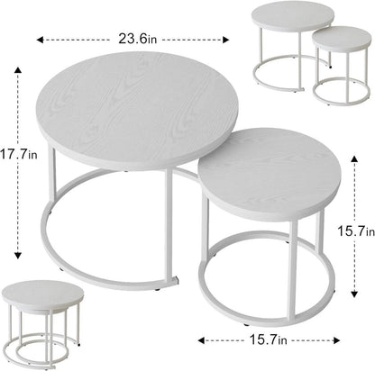 Runde Couchtische Set Holz Metallgestell