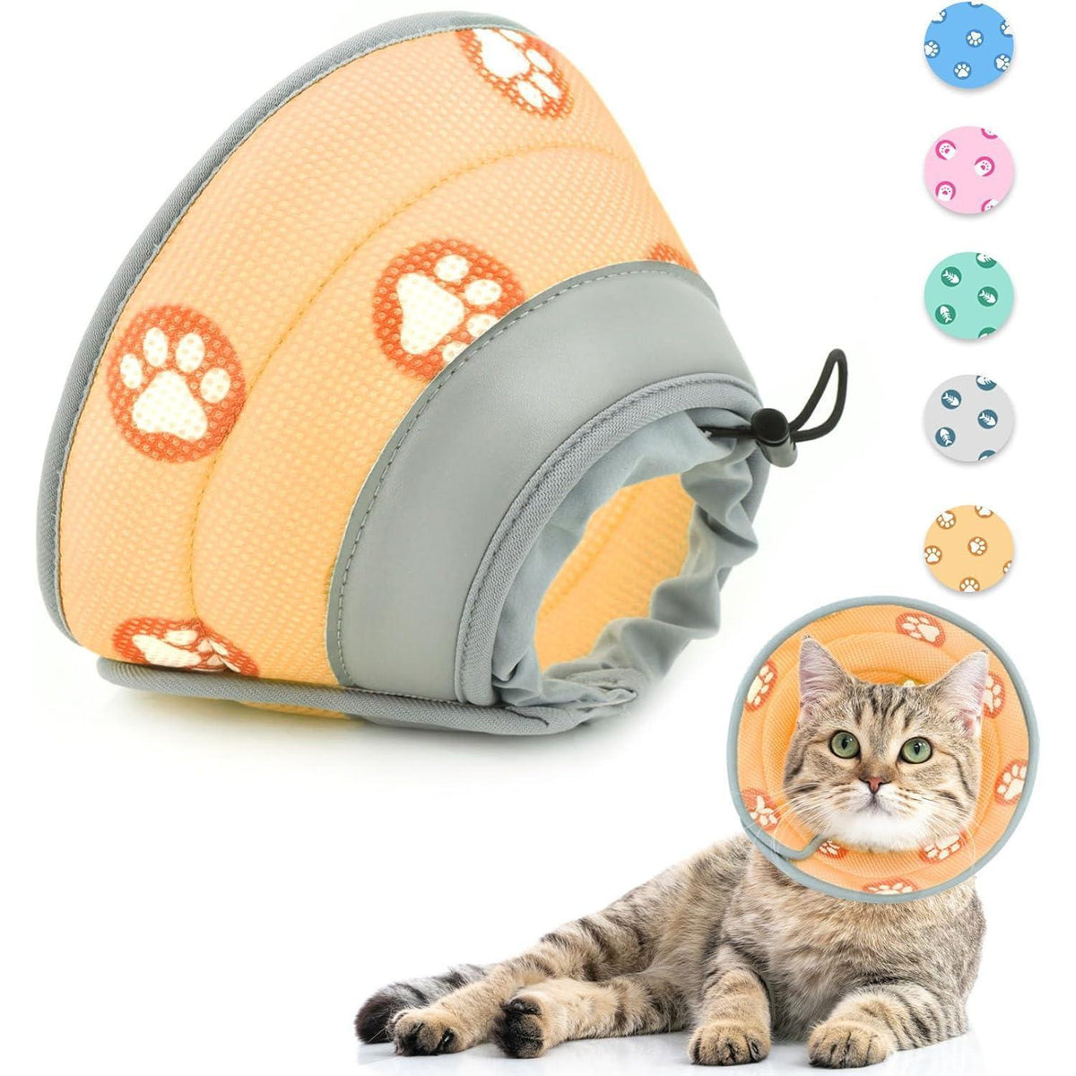 Weiche Katzen-Halskrause nach OP, verstellbar, orange, L