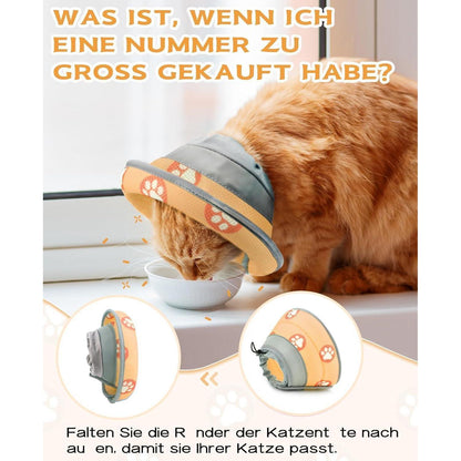 Weiche Katzen-Halskrause nach OP, verstellbar, orange, L