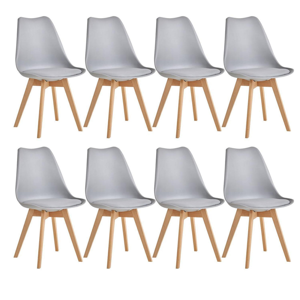 8 Esszimmerstühle Nordic Grau – Massivholz Buche
