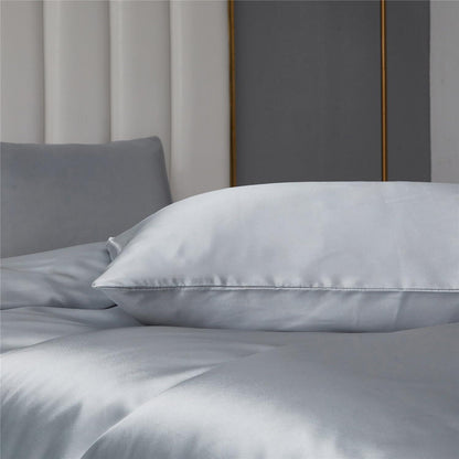 Satin Bettwäsche Set 135x200 Hellgrau 2-teilig Luxus