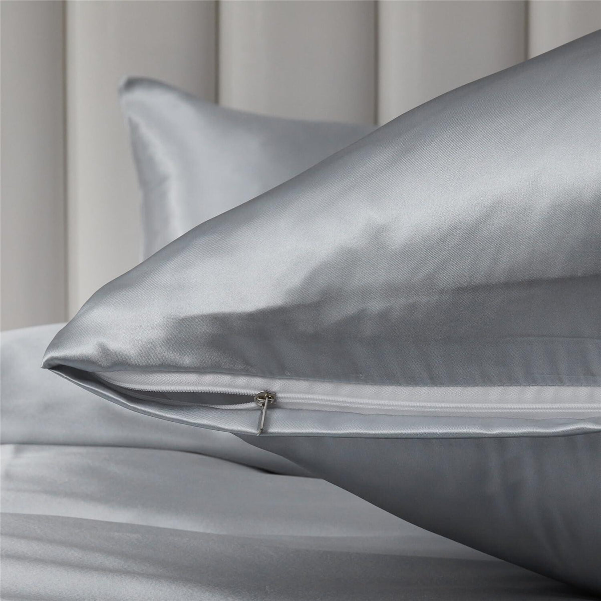 Satin Bettwäsche Set 135x200 Hellgrau 2-teilig Luxus