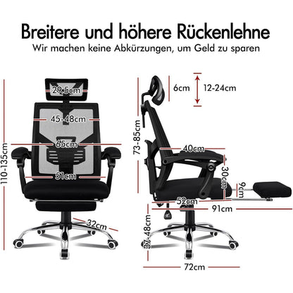 Ergonomischer Computerstuhl, verstellbar, max. 180