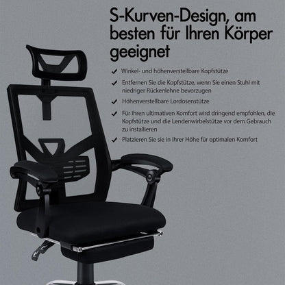 Ergonomischer Netz-Bürostuhl mit hoher Rückenlehne und verstellbaren