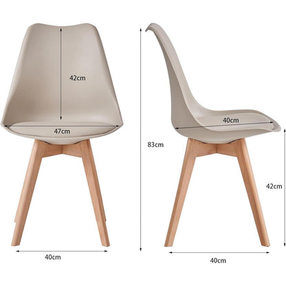 8 Esszimmerstühle Modern, Khaki, Buchenbeine & Polsterung
