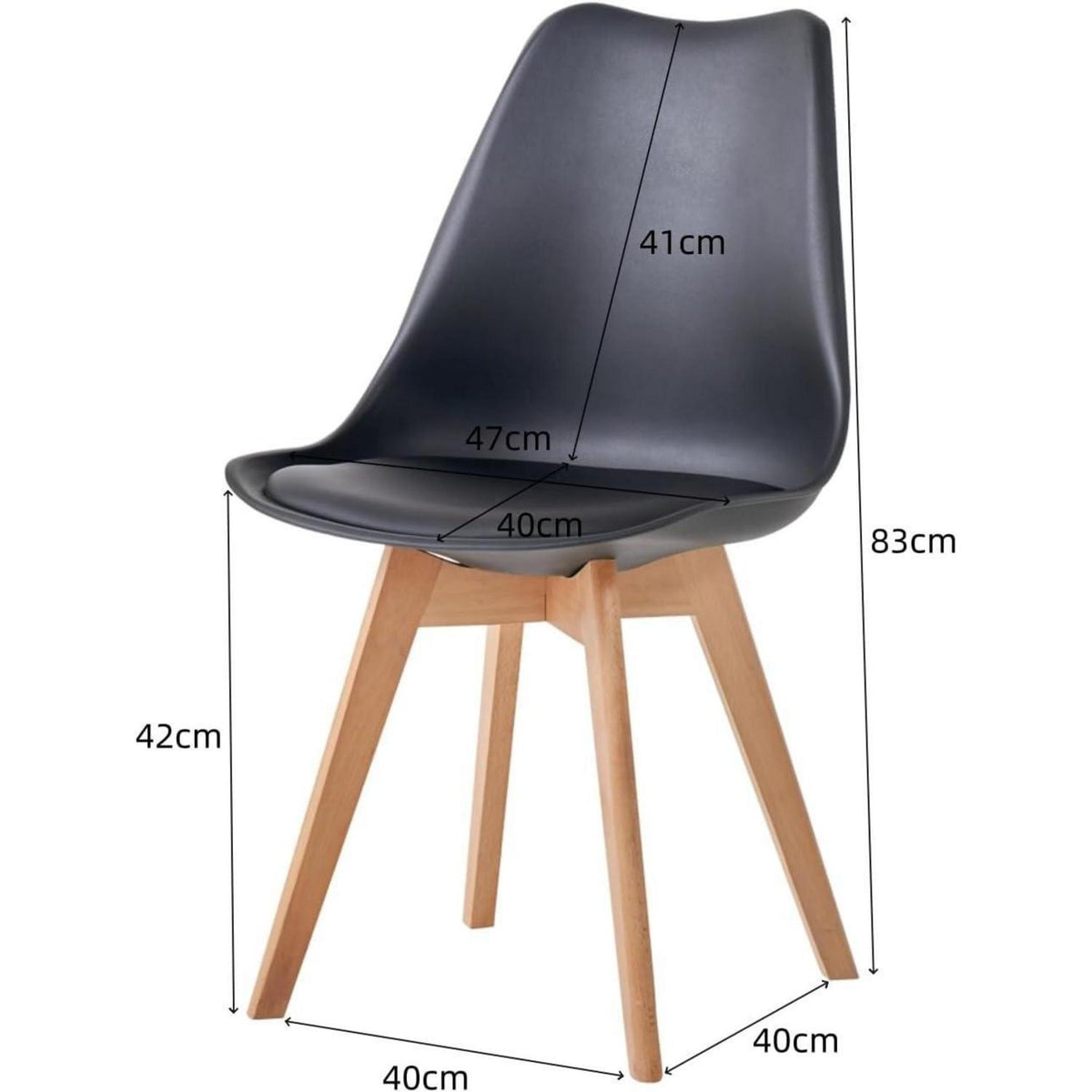 8 Esszimmerstühle Modern Schwarz mit Buchenbeinen