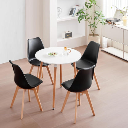 8 Esszimmerstühle Modern Schwarz mit Buchenbeinen
