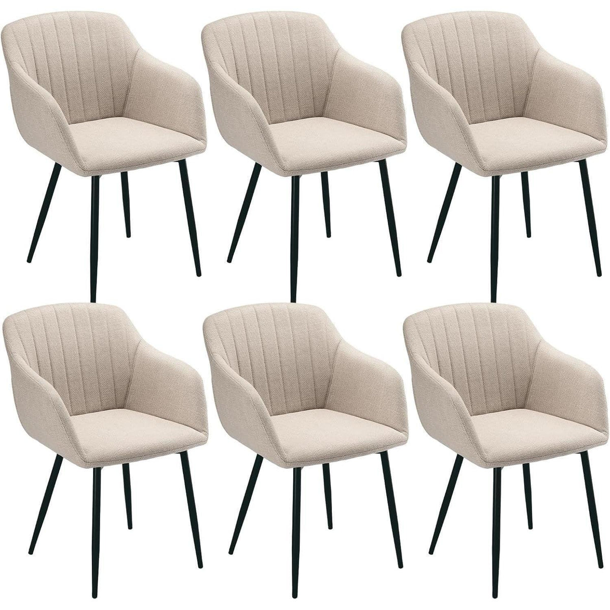 6er Set Esszimmerstühle Beige mit Armlehnen, Polsterstühle