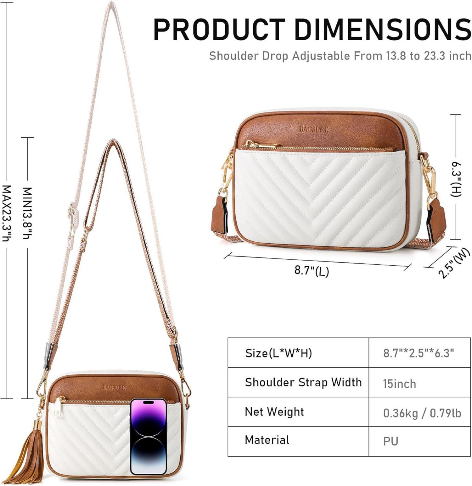 Bagsure Umhängetasche Damen - Crossbody Schultertasche Leder