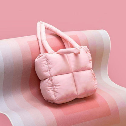 Gesteppte Nylon Tragetasche Damen Glänzende Steppoptik gepolsterte