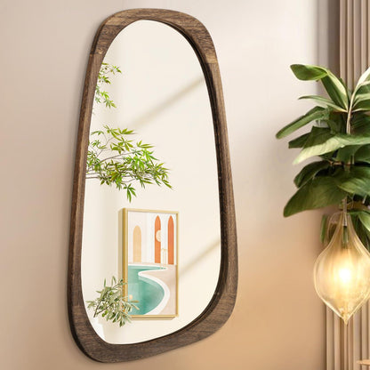 Großer Wandspiegel mit Holzrahmen – Vintage & Asymmetrisch 80x50cm