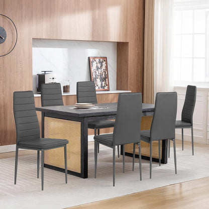 Esszimmerstühle Set 8 Grau –, Robust & Ergonomisch in Lederoptik