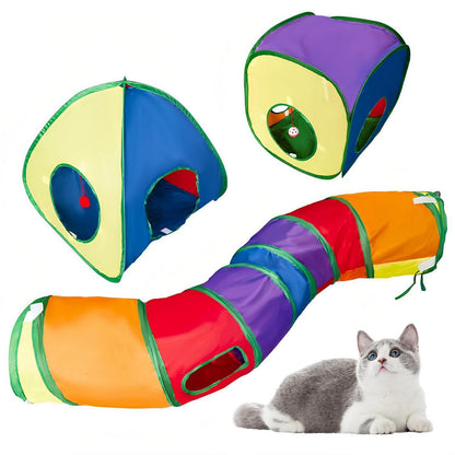 3in1 Katzentunnel Outdoor: Tunnel, Zelt & Spielzeug für Katzen