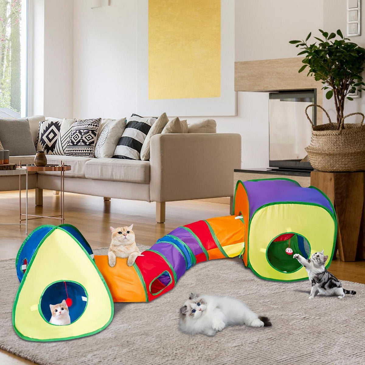 3in1 Katzentunnel Outdoor: Tunnel, Zelt & Spielzeug für Katzen