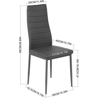 Esszimmerstühle Set 4x Grau –, Hohe Lehne & Robust in Lederoptik