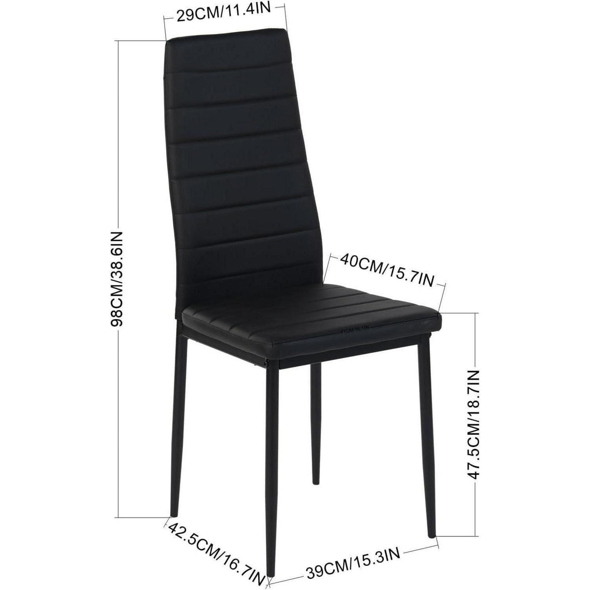 Esszimmerstühle 4er Set Schwarz –, Ergonomisch & Robust in Lederoptik