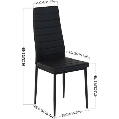 Esszimmerstühle 4er Set Schwarz –, Ergonomisch & Robust in Lederoptik