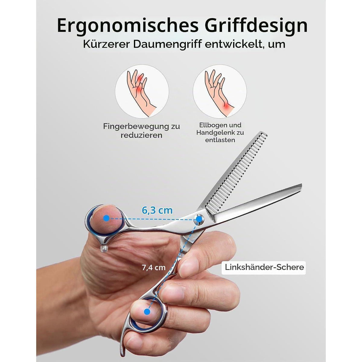 Linkshänder Haarschneideschere aus Japanischem Edelstahl 16,5cm
