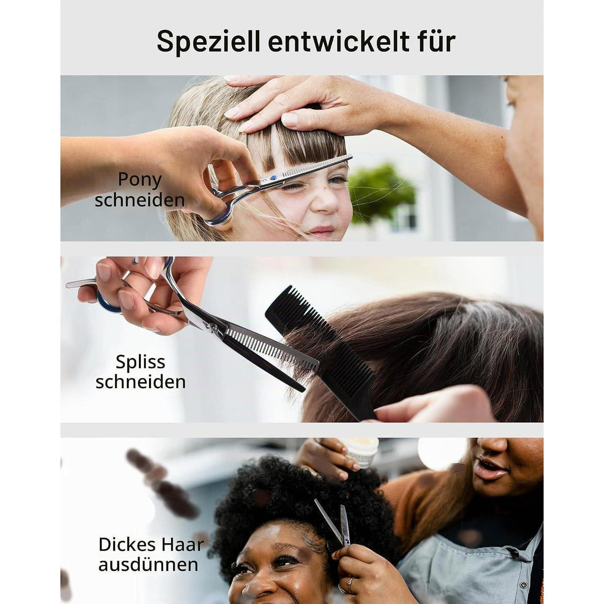 Linkshänder Haarschneideschere aus Japanischem Edelstahl 16,5cm