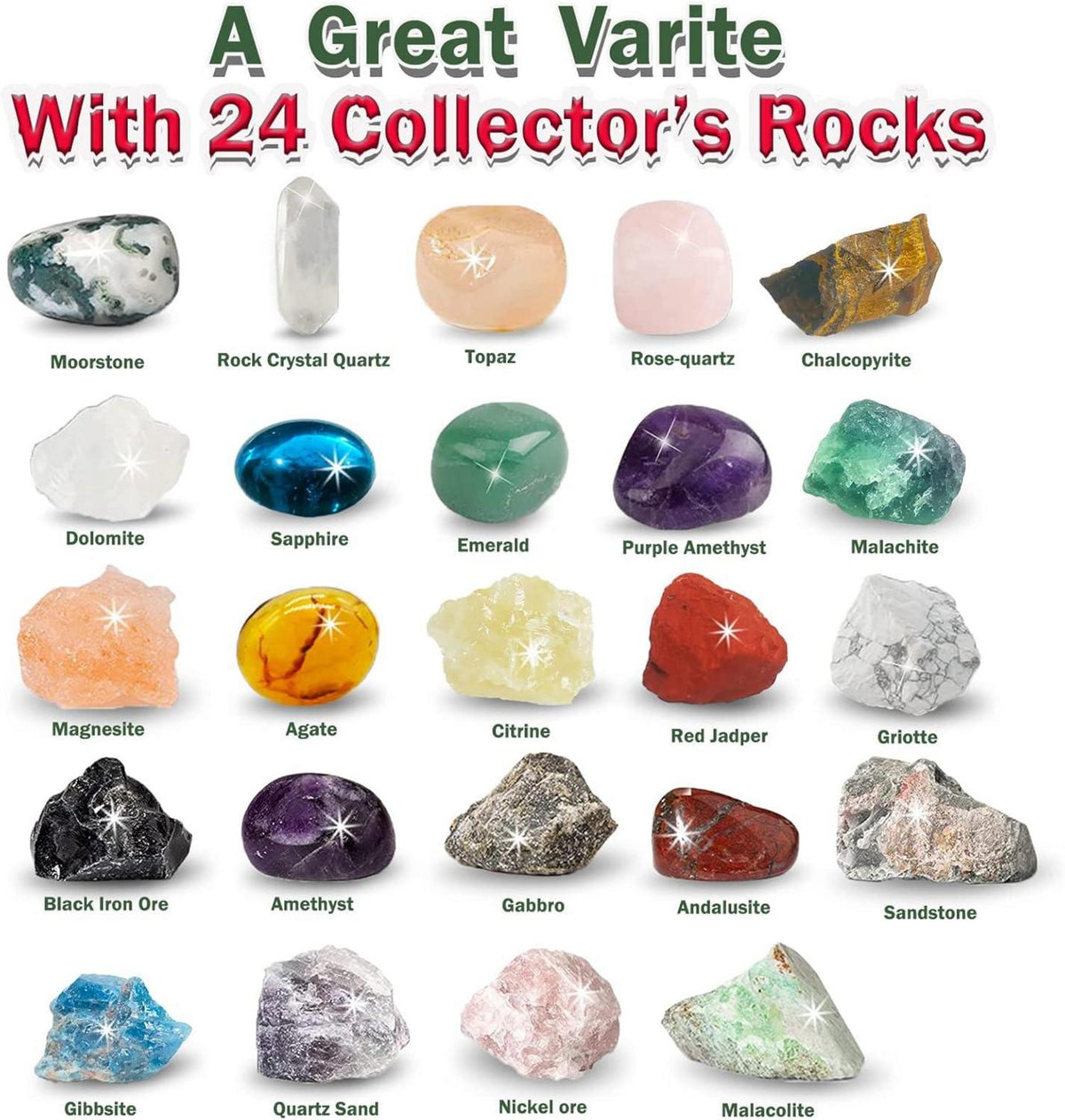 Kristalle Adventskalender 2024 Kinder Geologie Geschenk 24
