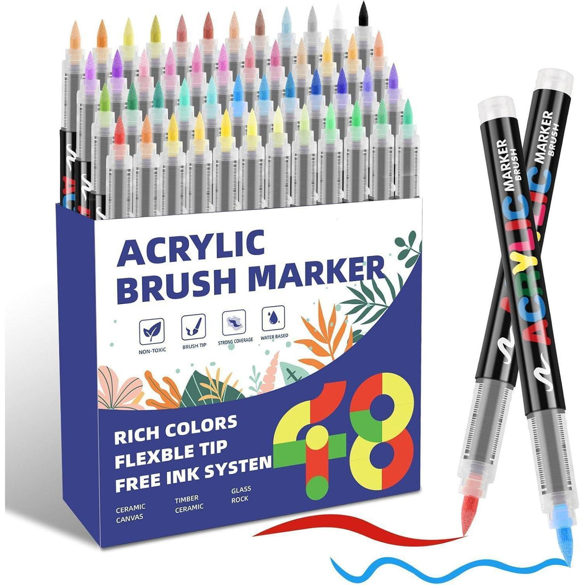 Acrylstifte wasserfest 48 Farben für Steine, Ostereier & mehr