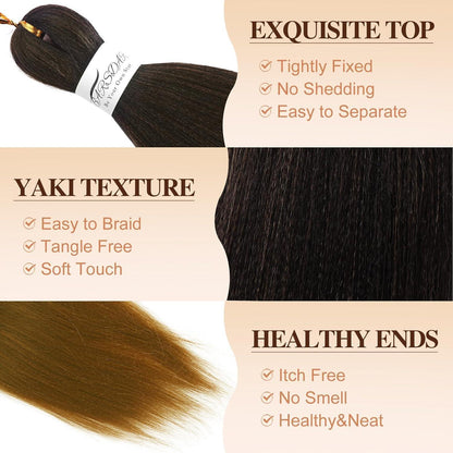 66cm Ombre Braiding Haarverlängerungen – 8er Pack – T1B/30/27