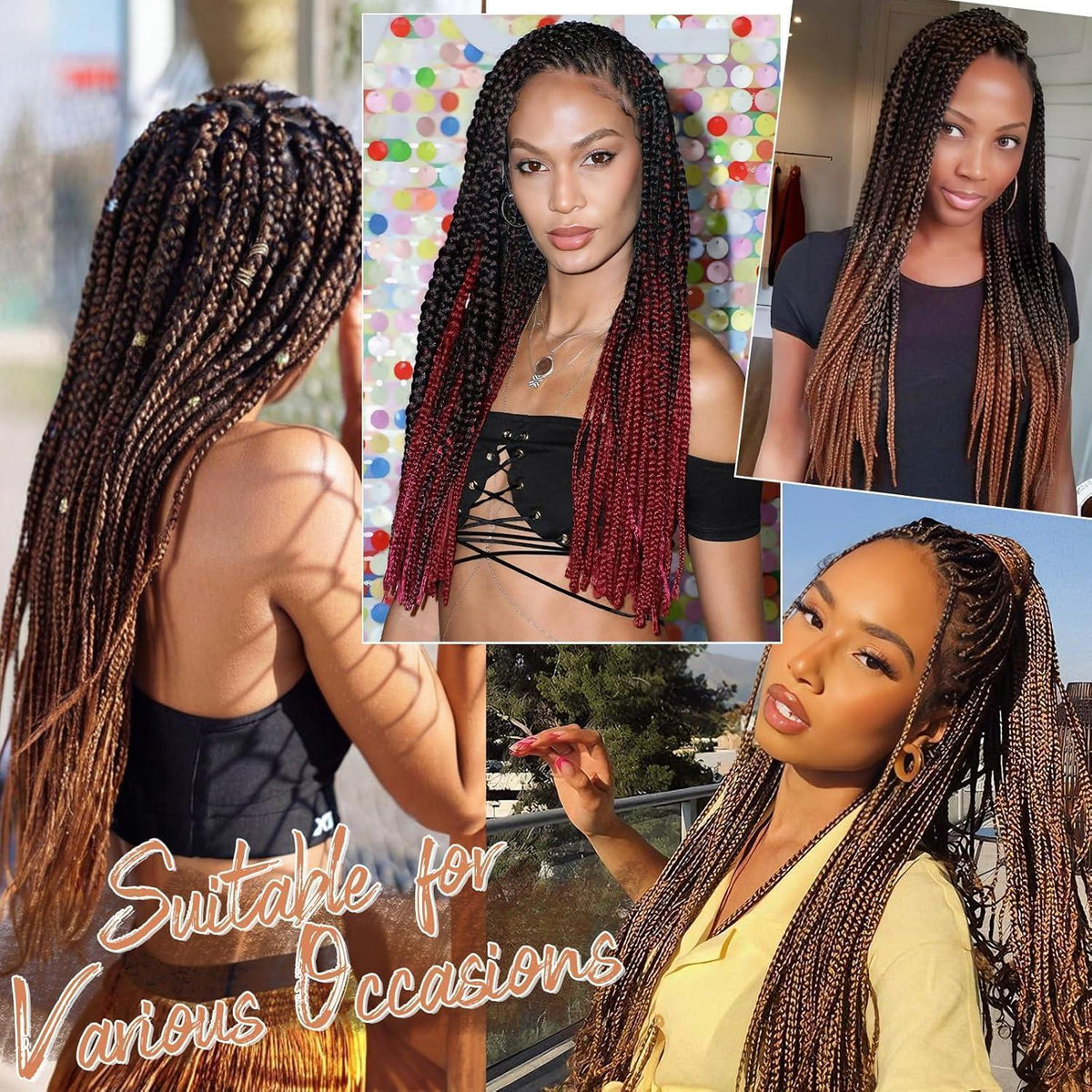 66cm Ombre Braiding Haarverlängerungen – 8er Pack – T1B/30/27