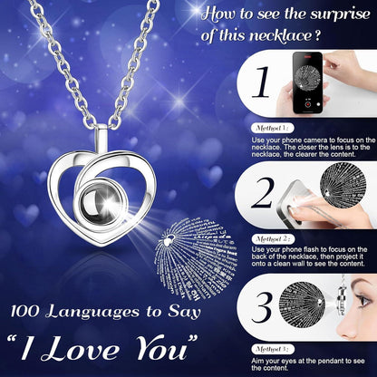Ewige Rose mit "I Love You" Kette - Geschenk für Sie