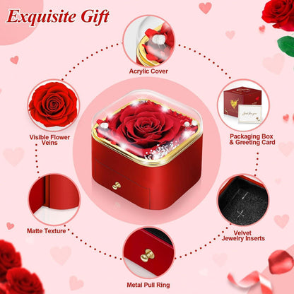 Ewige Rose mit "I Love You" Kette - Geschenk für Sie