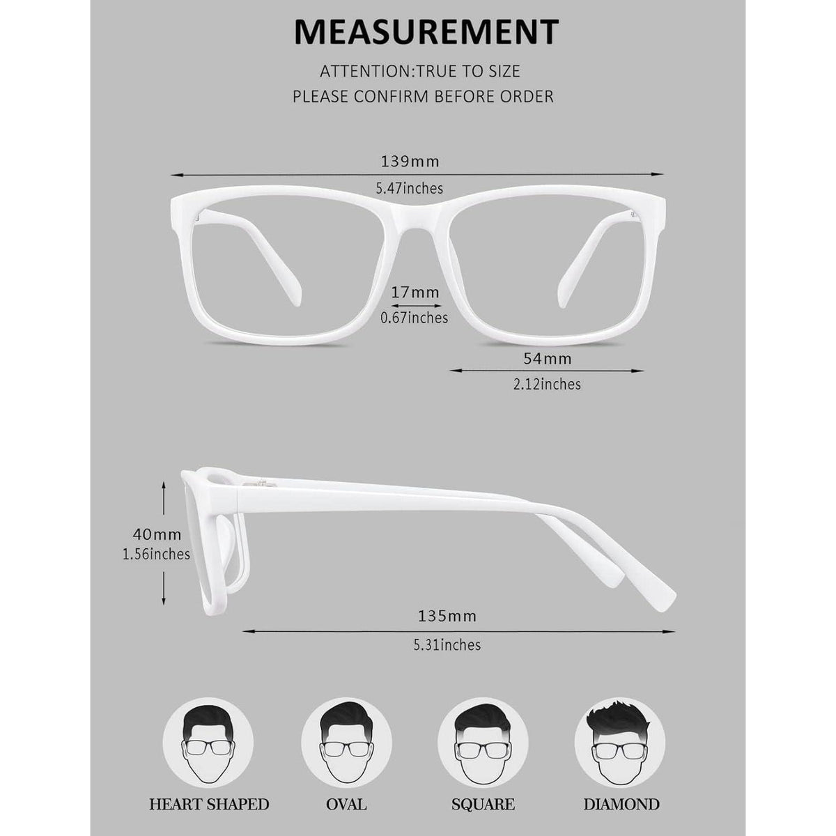 Brille ohne Stärke UV400 Mattweiß mit Tasche