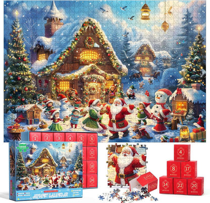 MJARTORIA Puzzle Adventskalender Weihnachten 1008 Teile Geschenk