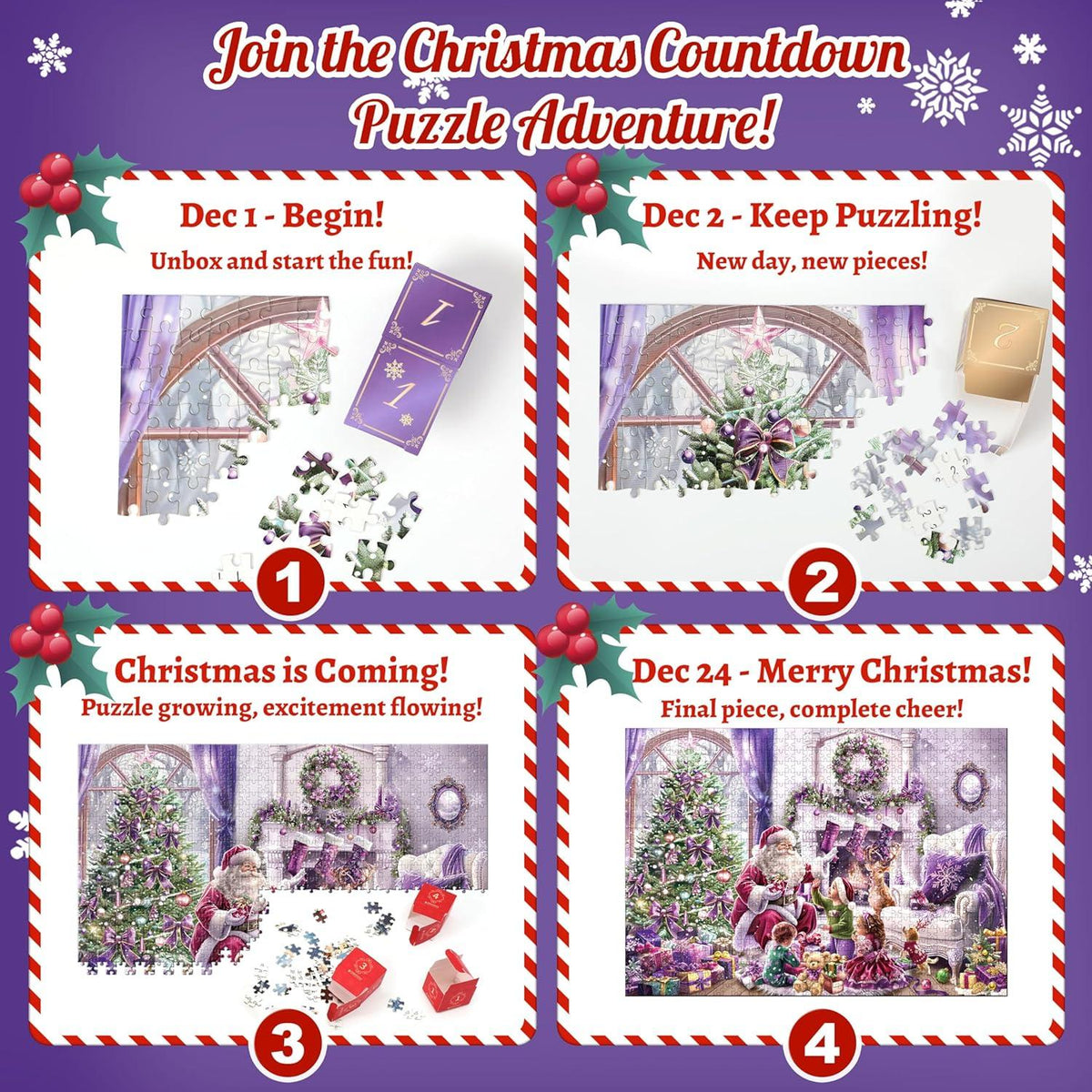 Adventskalender Puzzle Weihnachtselemente 24 Boxen Countdown