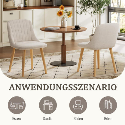 Esszimmerstuhl Set Beige Holzbeine – 6er Polsterstuhl